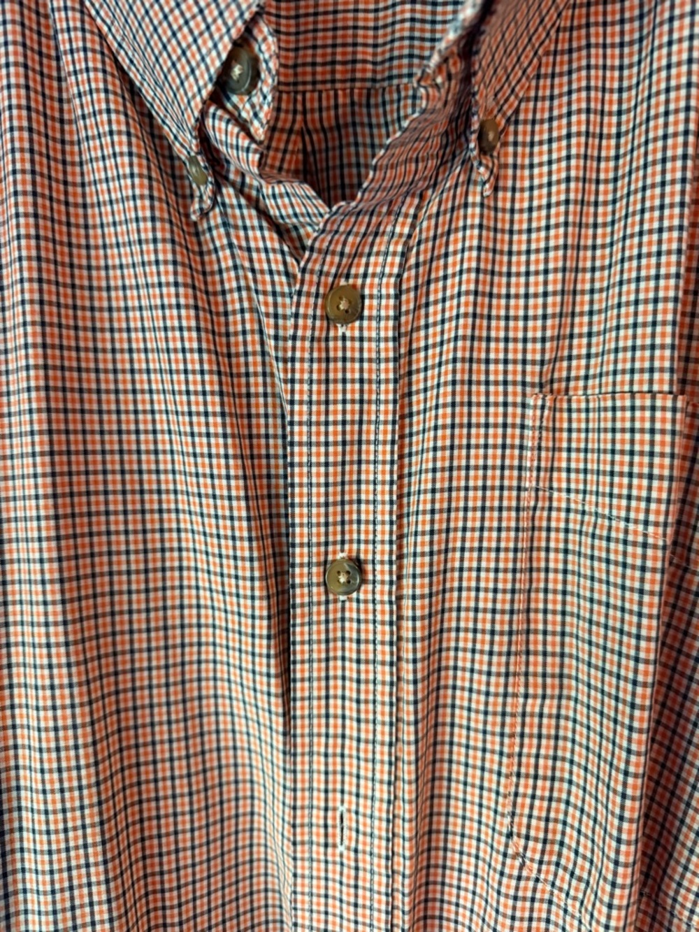 Harbor Bay Orange and Blue Gingham Button-Down Shirt
